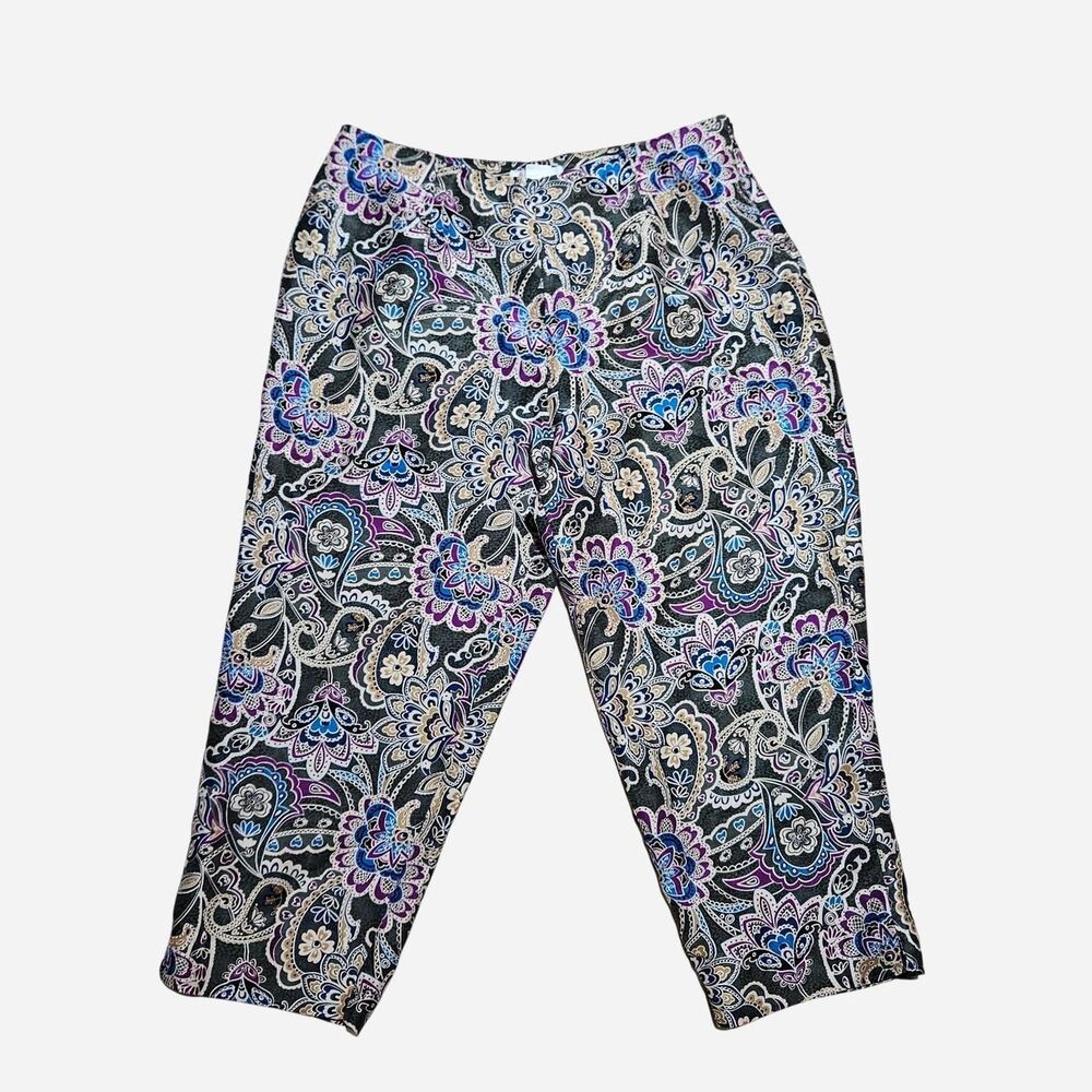 y2k boho hippie paisley silk capris